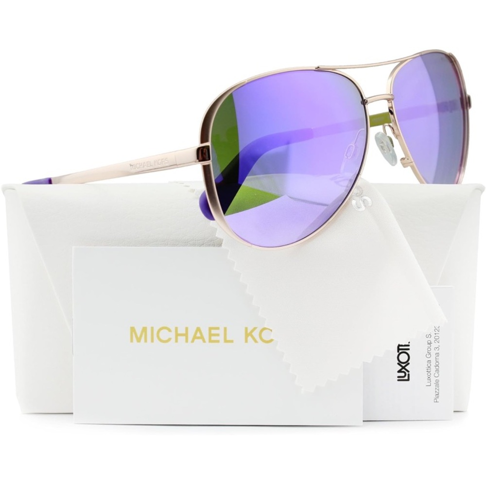 Michael Kors Violet and Rose Gold Aviator Sunglasses